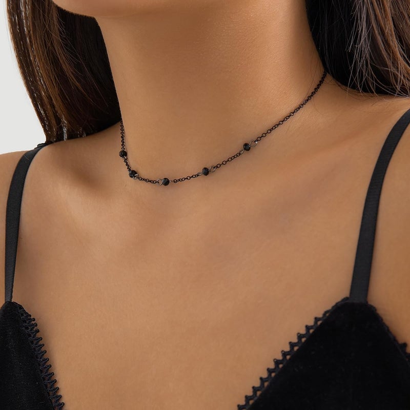 Cicod Gothic Y Necklace,Goth Black Red Crystal Bead Teardrop Necklace,Punk Y Necklace,Halloween Christmas New Year Jewelry Vampire Accessories for Women - Image 2